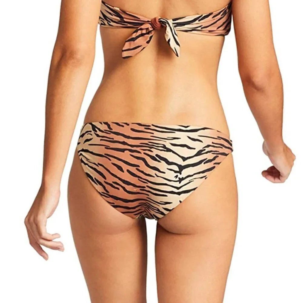 New Vitamin A Luciana Ziva Tiger Stripe Classic Reversible Bikini Bottoms 10/L - Picture 3 of 11